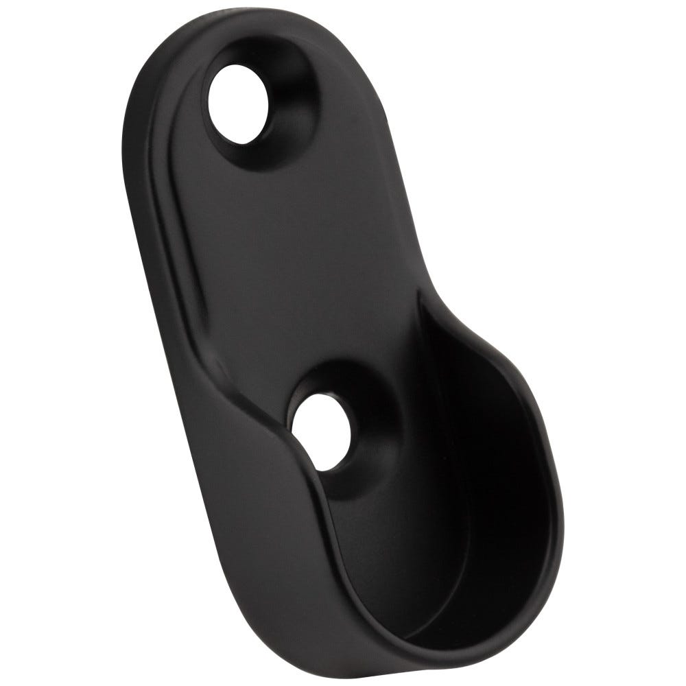 Matte Black Mounting Bracket for Oval Closet Rod, screw-in type, durable material, modern design