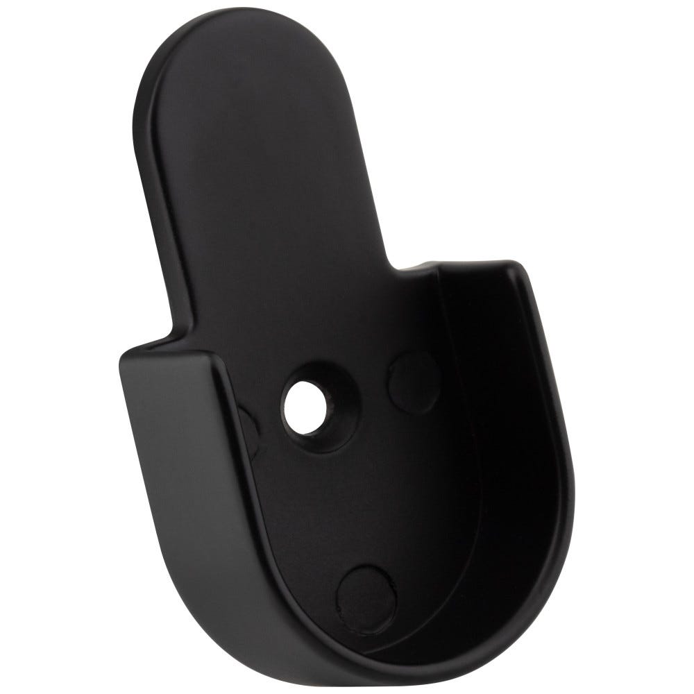 Open Knock-In Mounting Bracket for 1" and 1-1/16" Round Closet Rods in matte black finish, durable metal material