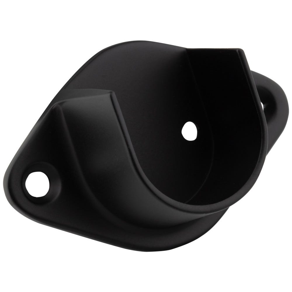 Open Screw-In Mounting Bracket for 1" and 1-1/16" Round Closet Rod in Matte Black, durable and stylish design for closet organization
