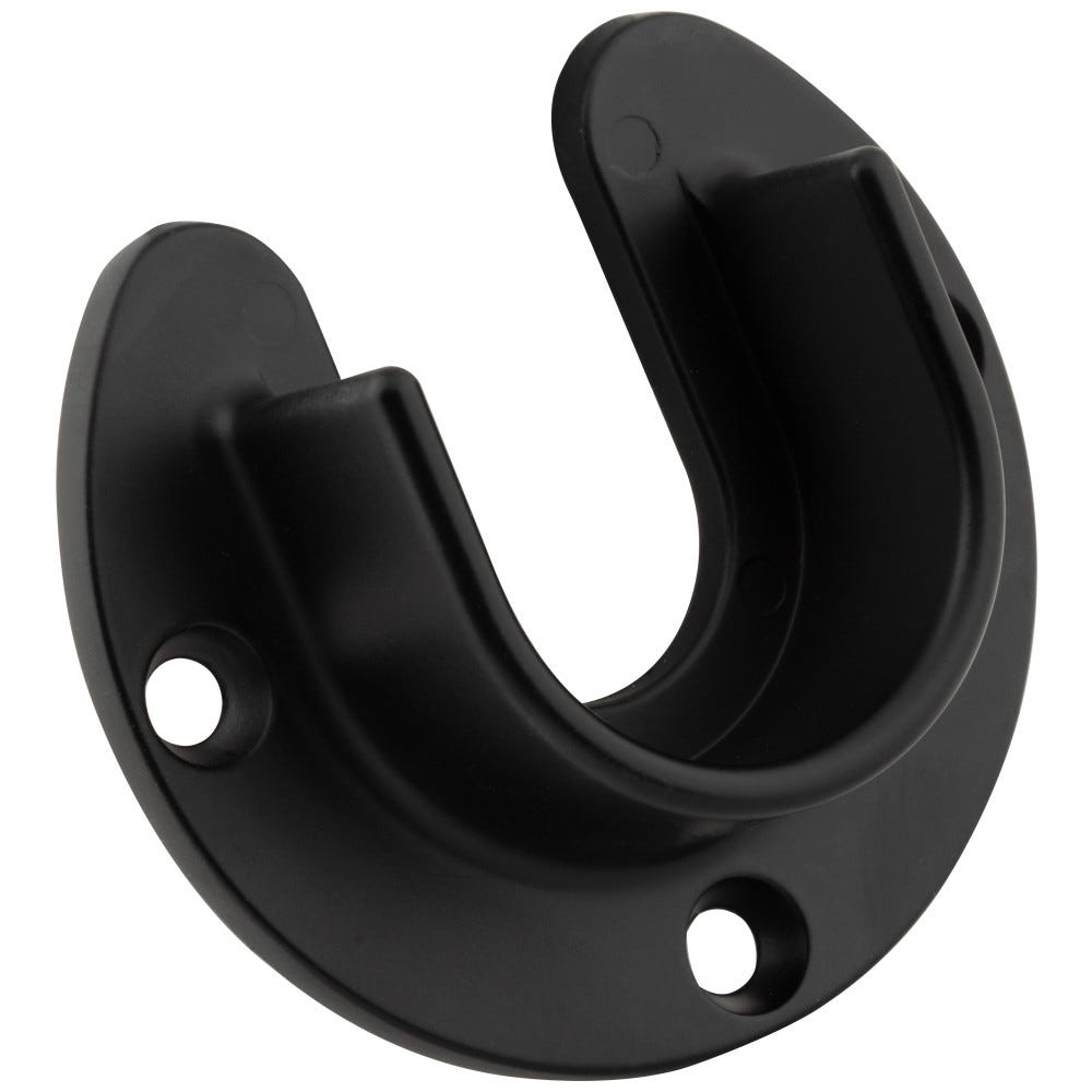 Open Screw-In Closet Bracket for Round 1-5/16" Rod in Matte Black, durable closet organizer accessory