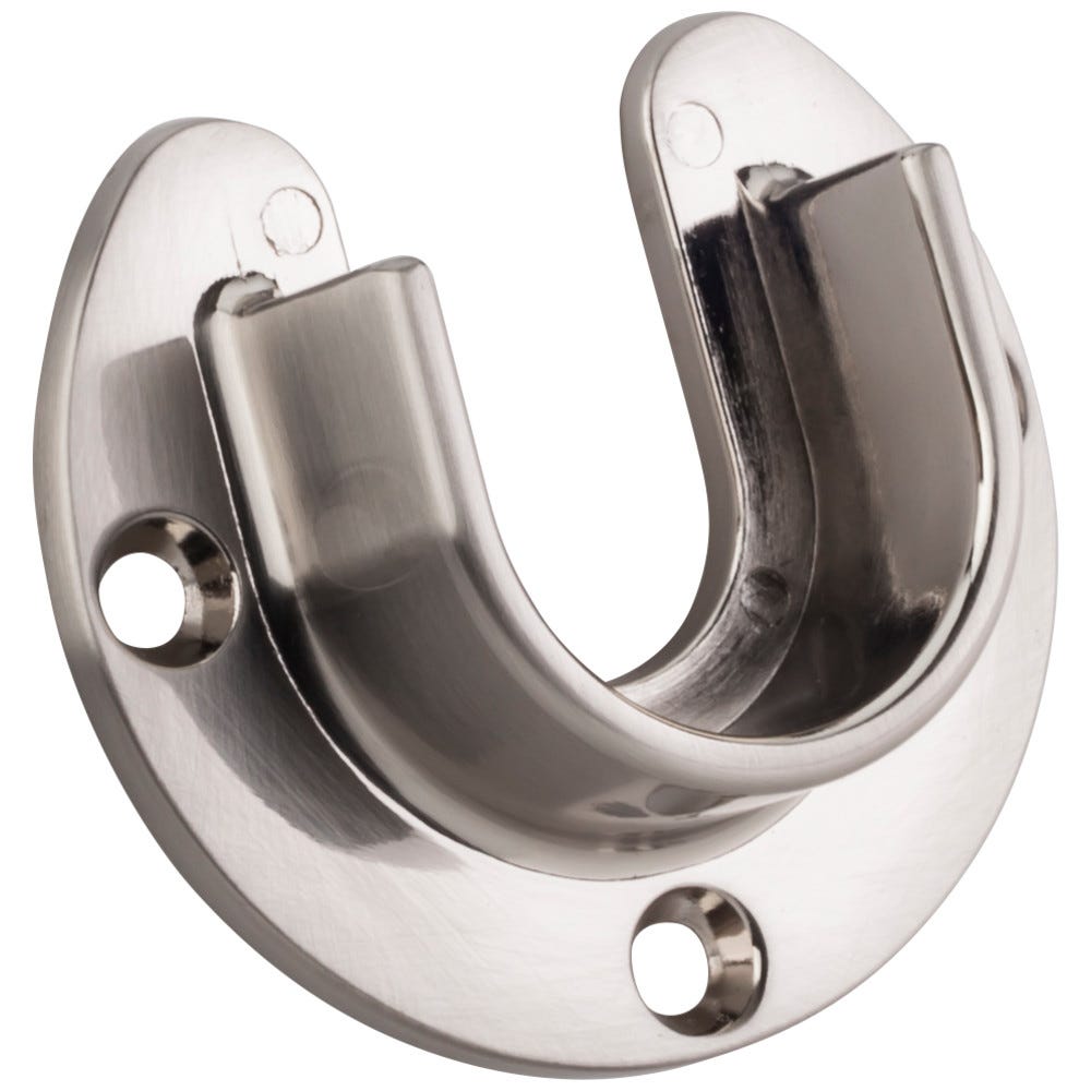 Satin Nickel Open Screw-In Mounting Bracket for 1-5/16" Rod, satin finish, durable metal construction