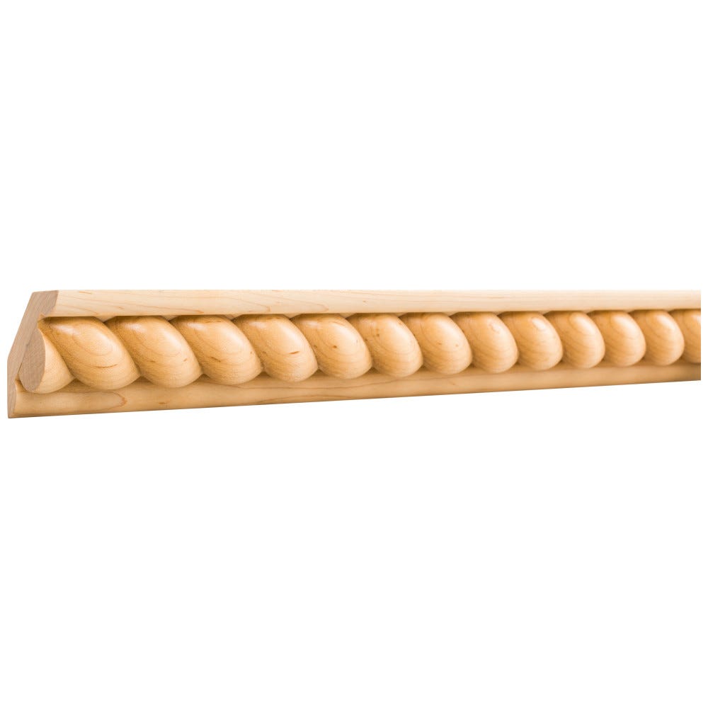 2-3/4" x 1-1/16" Hard Maple Corner Moulding with 1-1/2" Rope Detail