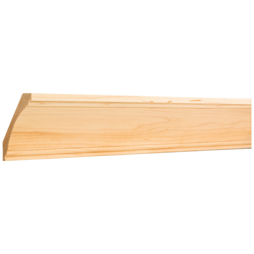 4-1/4" x 3/4" Cove Crown Moulding in Poplar wood, perfect for elegant interior design.