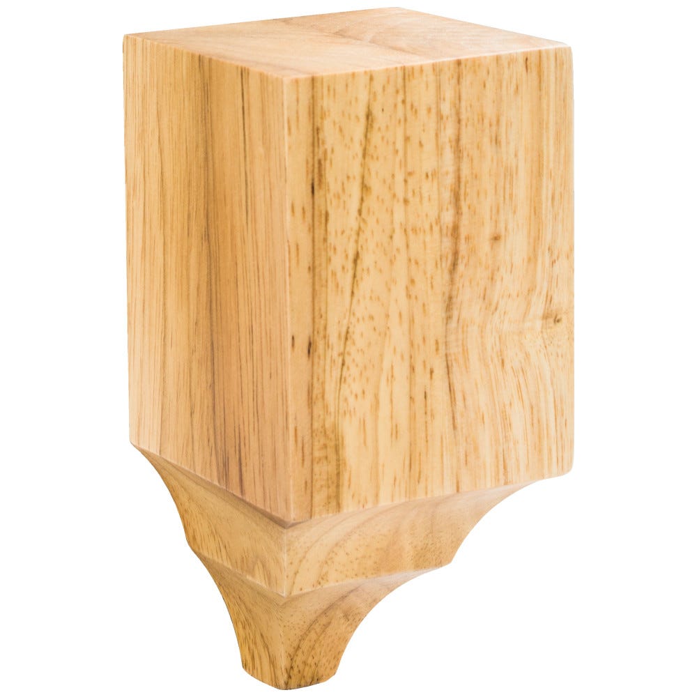3" x 3" x 6-1/4" Moulding Cornice Block in Rubberwood finish, carved wood material