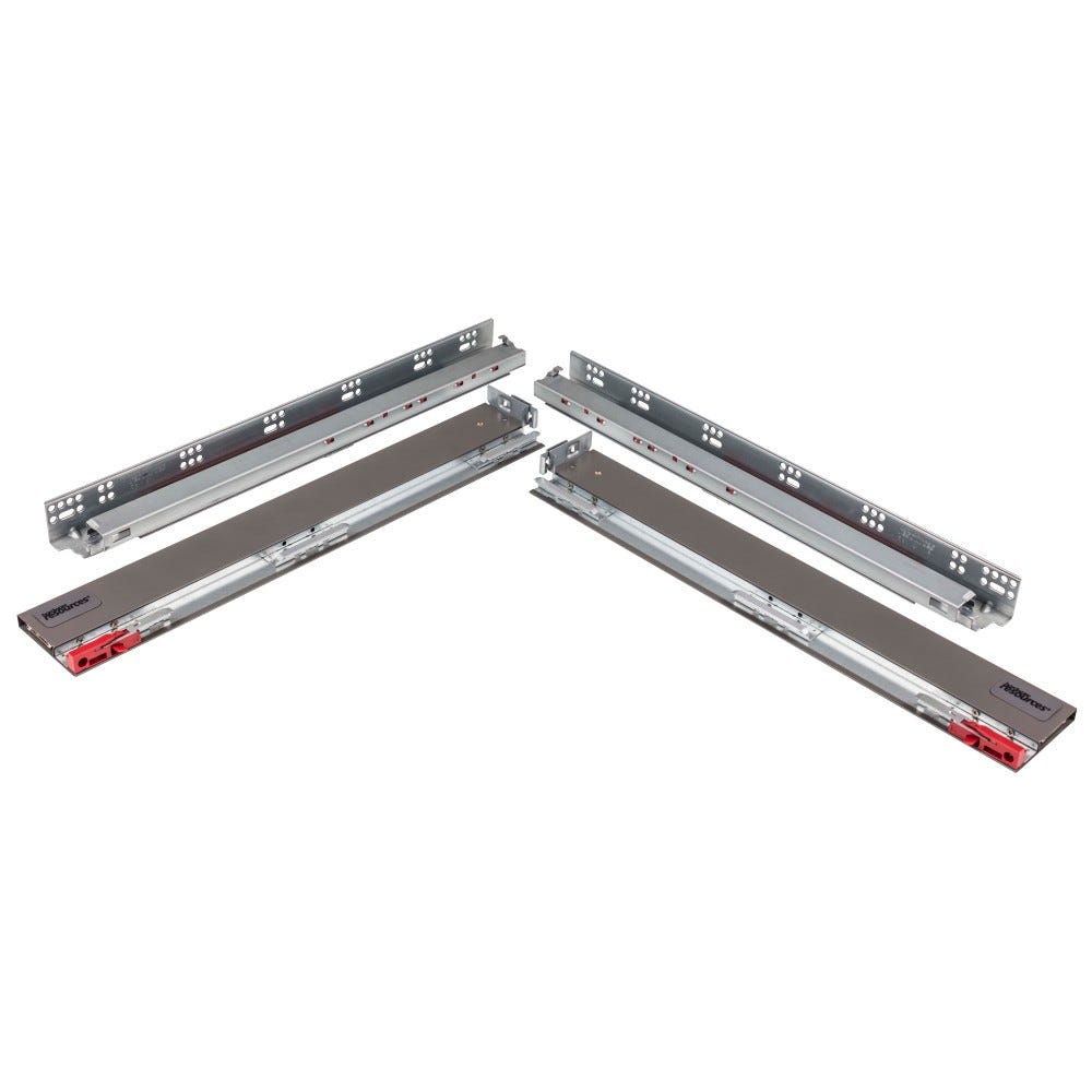 89 mm Height x 381 mm Length Heavy Duty Grey Soft-Close Thin Double Wall Metal Drawer Box System