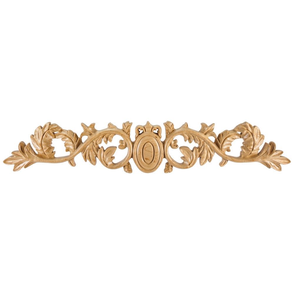 24" X 3/4" X 4-3/8" Hand Carved Acanthus & Egg Onlay