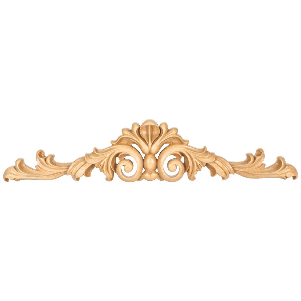 24" X 1-1/8" X 5" Acanthus Hand Carved Onlay