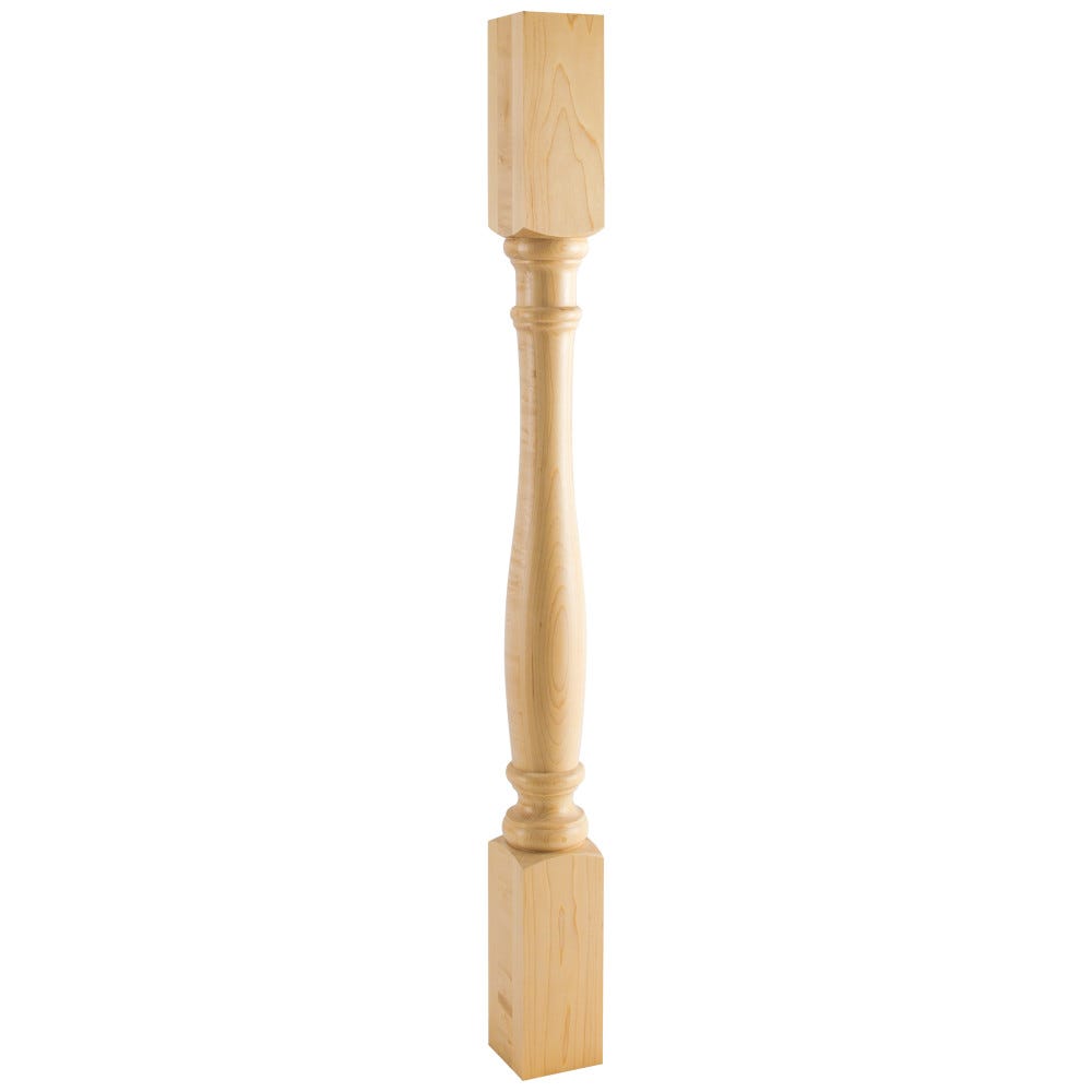 Turned Wood Post (Island Leg) in Cherry color, crafted from high-quality wood, 3-3/4" x 3-3/4" x 35-1/2" size.