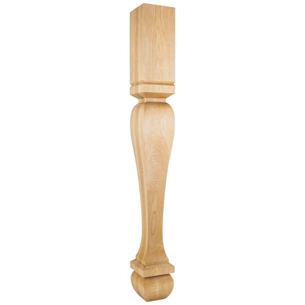 5" x 5" x 42" Traditional Island Post in Alder, Cherry, Hard Maple, Rubberwood, and White Birch finishes, carved wood material.