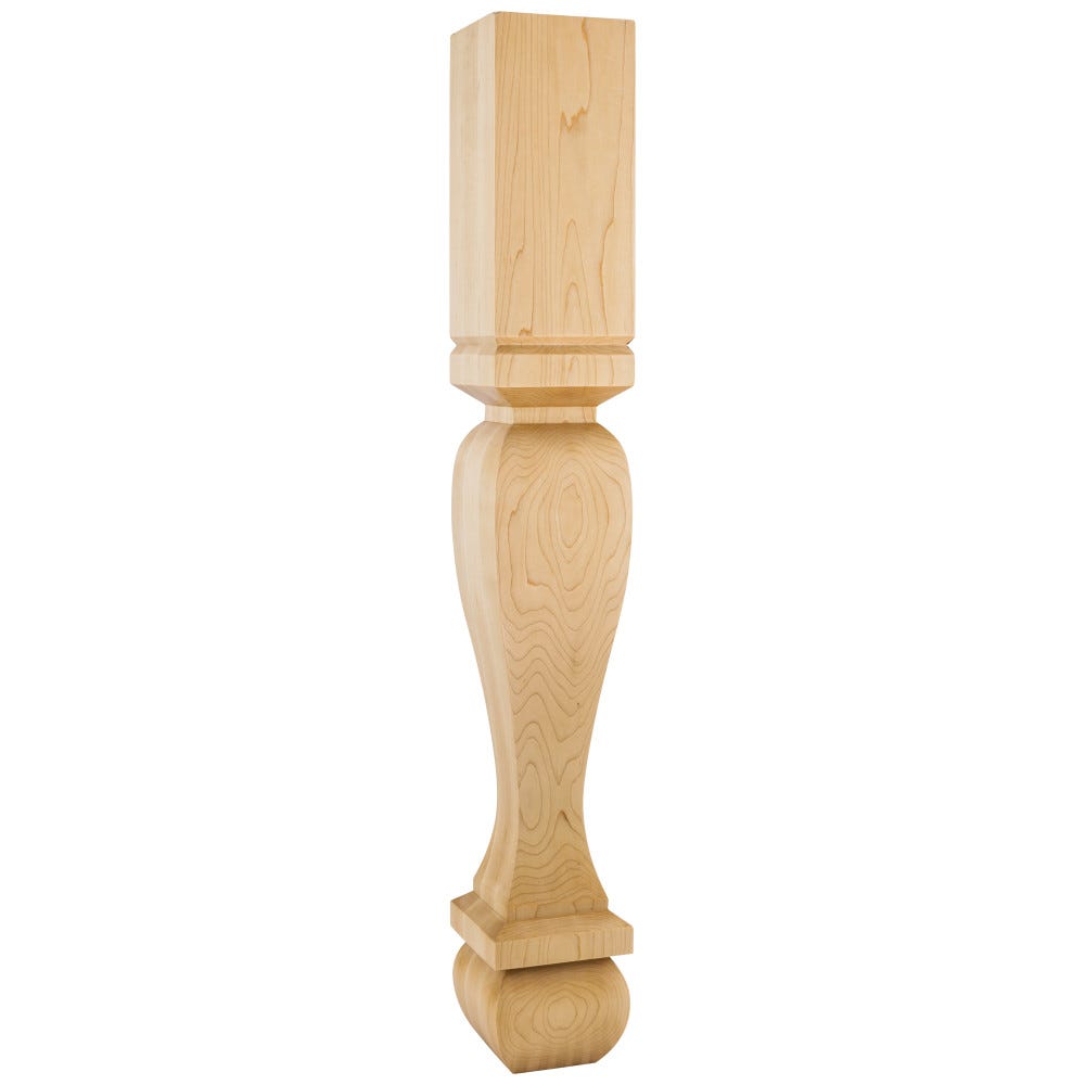 5" x 5" x 35-1/2" Traditional Island Post in Alder, Rubberwood, Hard Maple, White Birch, Cherry