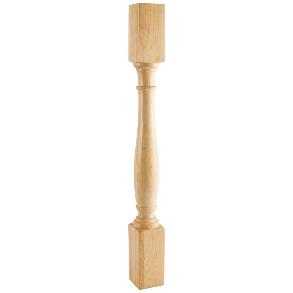 Turned Post 3-1/2" X 3-1/2" X35-1/2" in Alder wood, showcasing a rich grain and smooth finish