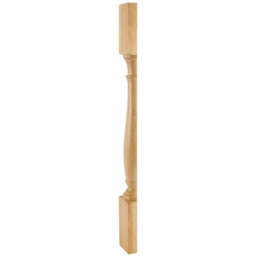 Turned Wood Post (Island Leg) in Rubberwood, Hard Maple, White Birch, and Oak finishes, 3.5" x 1.75" x 35.5"