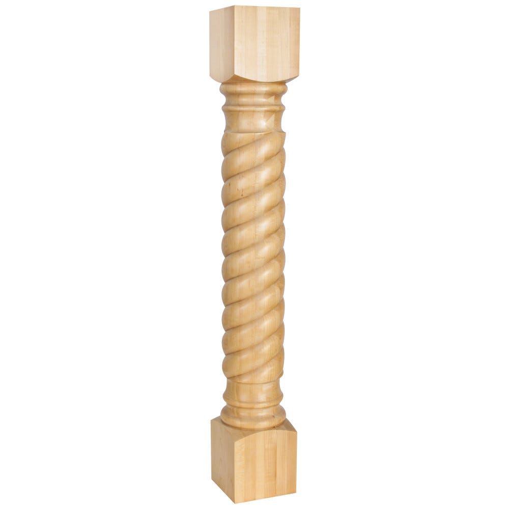 Rope Post 5" x 5" x 35-1/2" in Rubberwood, Hard Maple, and Cherry finishes