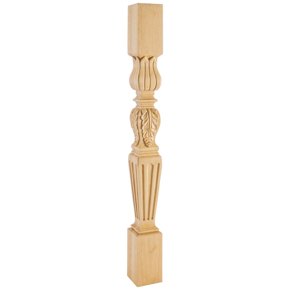 3-1/2" X 3-1/2" X 35-1/2" Turned Acanthus/Fluted Post