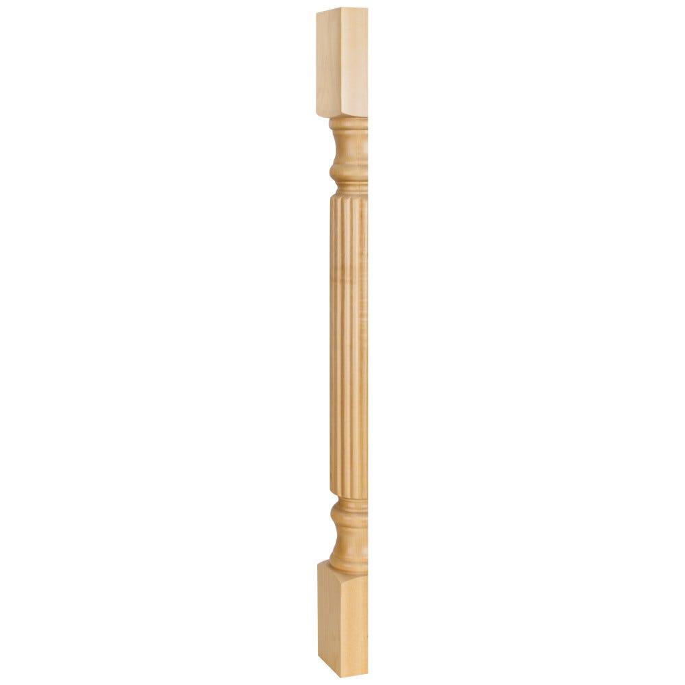 Wood Post with Reed Pattern in White Birch, 3-1/2" x 1-3/4" x 35-1/2", carved wood material