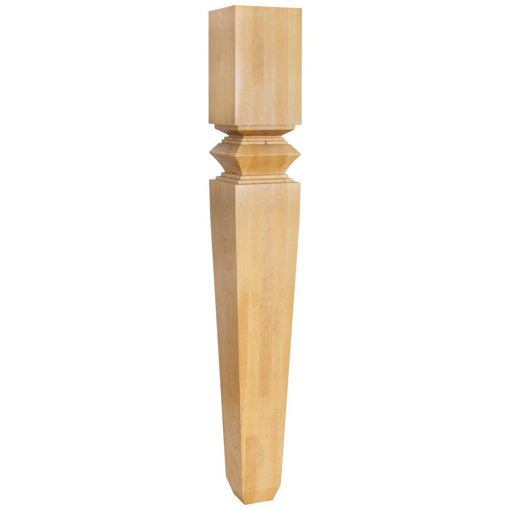 Modern Classic Wood Post Island Leg in Maple, Alder, Cherry, and Rubberwood, 5" x 5" x 35-1/2"