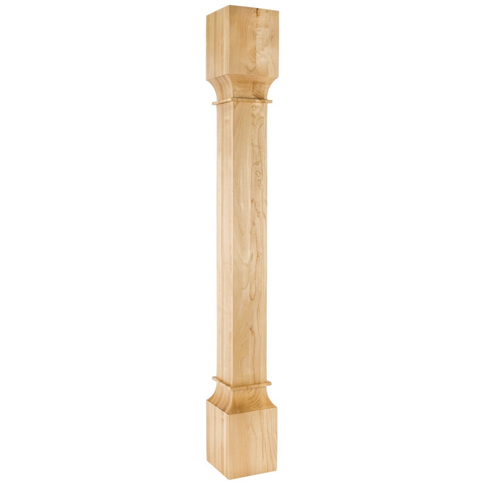 5 x 5 x 42 Square Modern Wood Post in Alder, Rubberwood, Hard Maple, White Birch, Cherry finishes, crafted from premium wood species