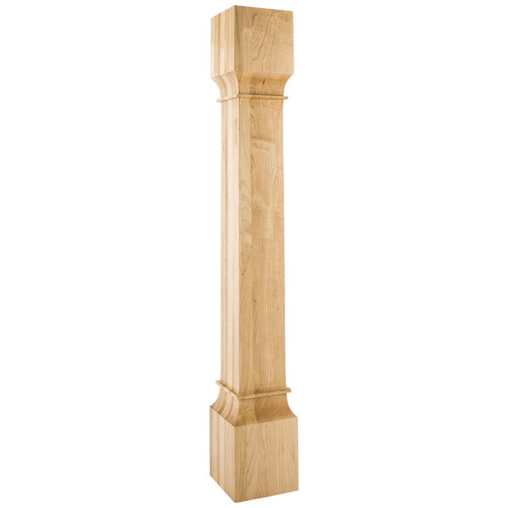 6" x 6" x 42" Square Modern Wood Post in Rubberwood, Cherry, Alder, Hard Maple, and White Birch finishes