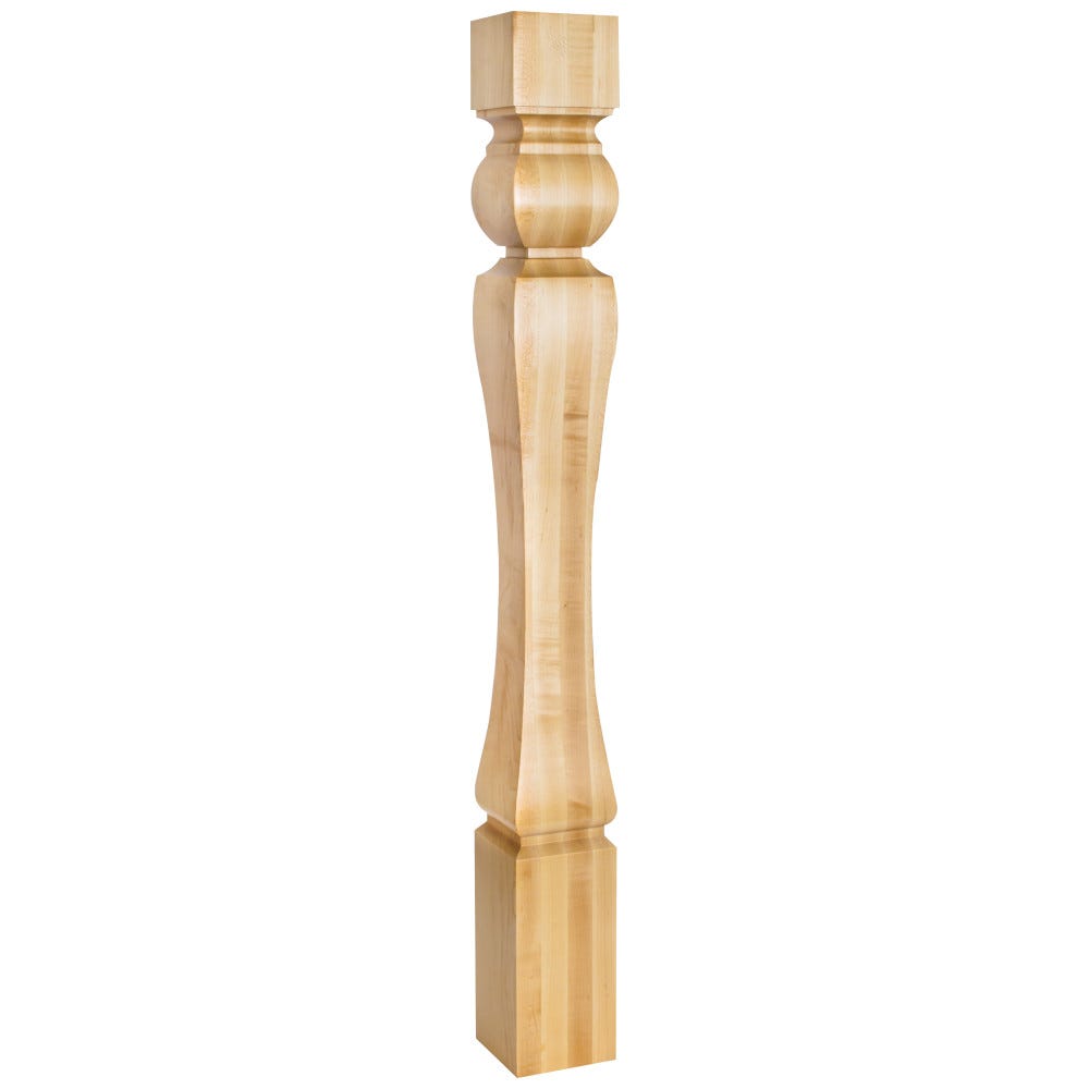 Baroque Wood Post (Island Leg) in Maple finish, 3-3/4" x 3-3/4" x 35-1/2", crafted from premium hardwood