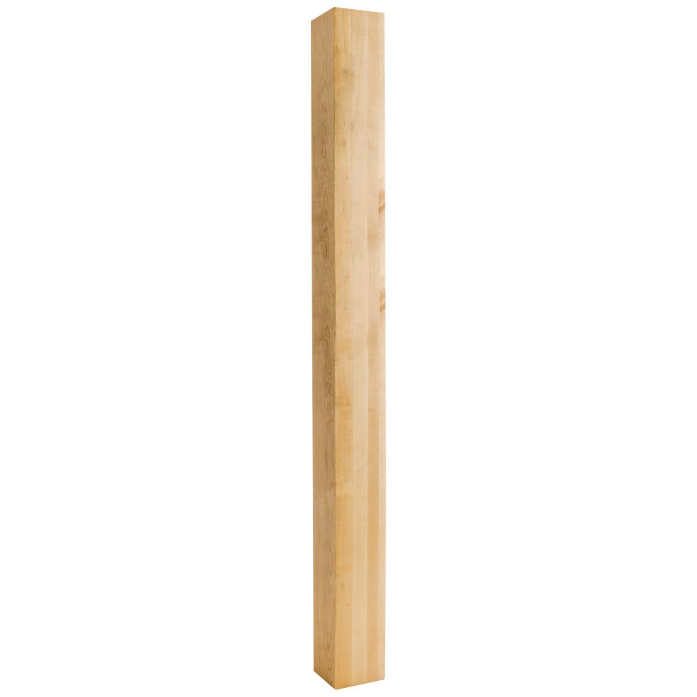 Square Wood Post 3-1/2" X 3-1/2" X 42" in Alder, Rubberwood, Oak, White Oak, and Maple finishes, carved wood material