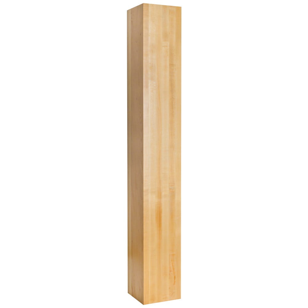Square Wood Post 5" x 5" x 35-1/2" in Alder, Rubberwood, Oak, White Oak, and Maple finishes, made from premium hardwood