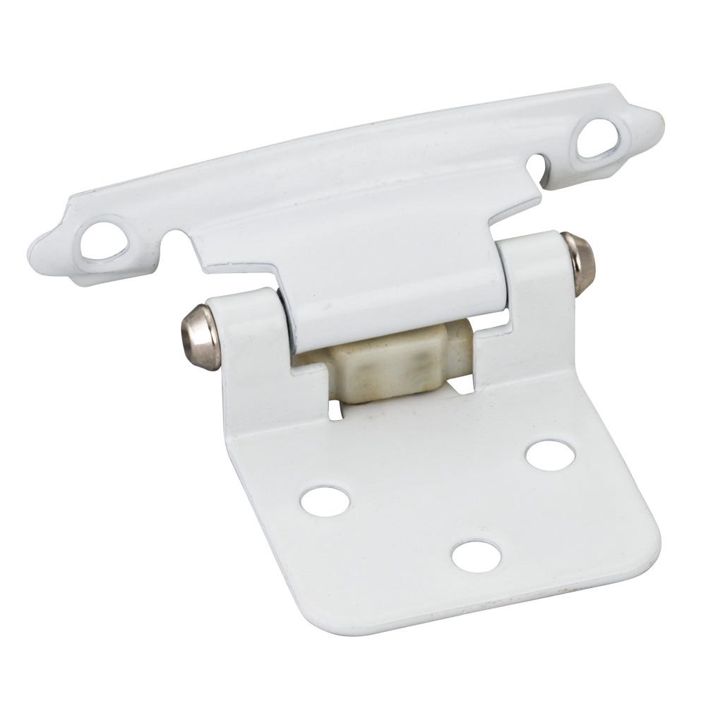 Flush Hinge HR7438 in metal finish with screws and flat form pads, ideal for cabinetry and furniture installation