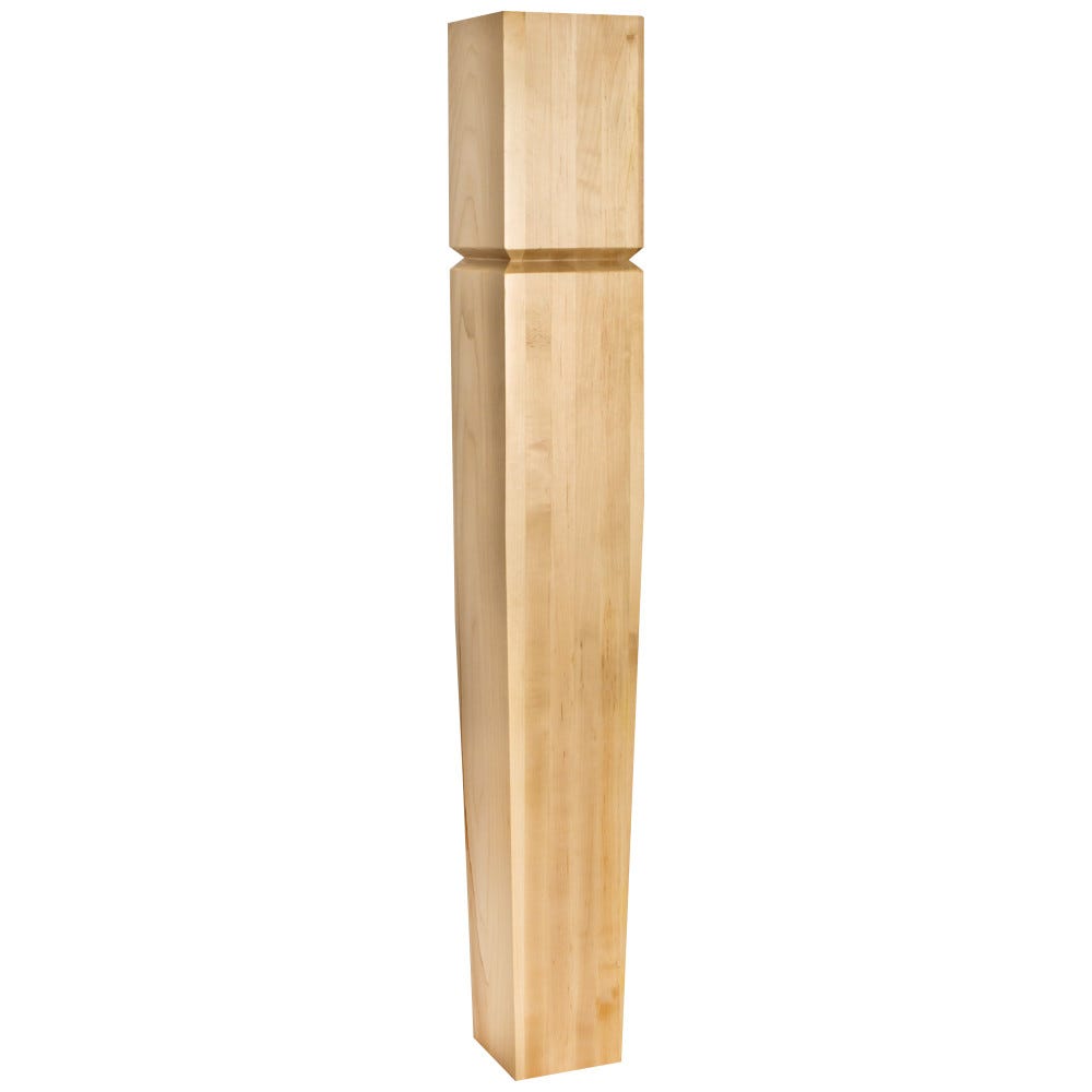 5" X 5" Island Post in Hard Maple, Alder, and Rubberwood with groove and tapered base