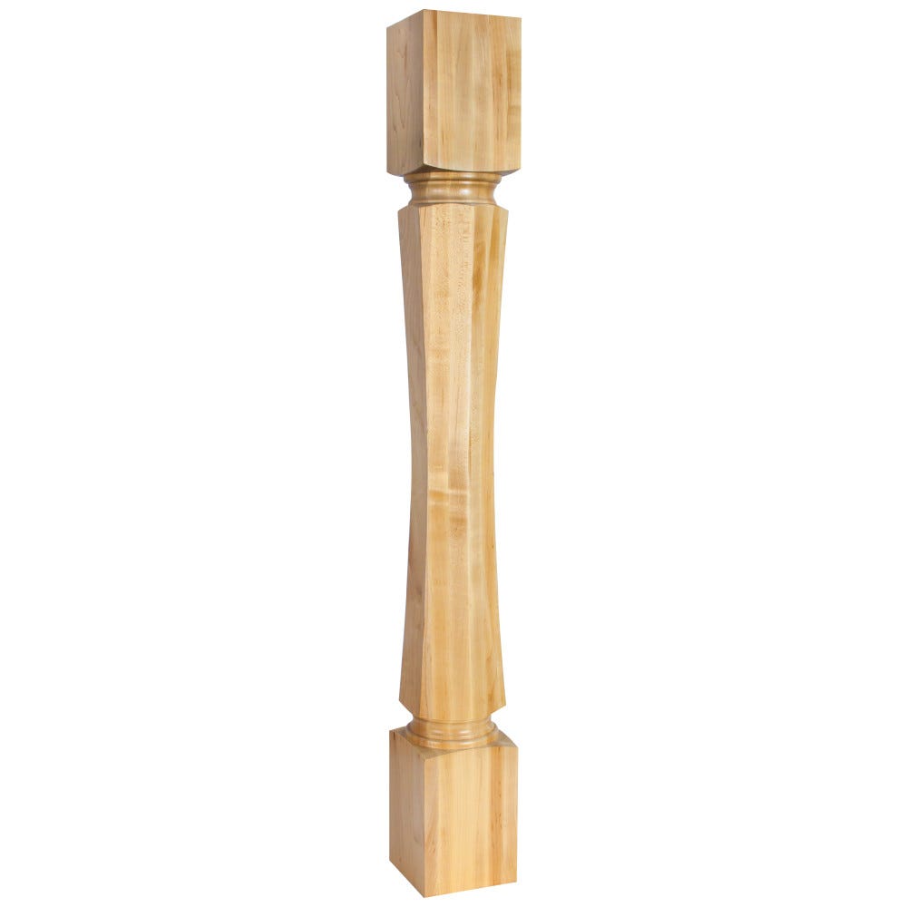 5" x 5" x 42" Hexagonal Post in Rubberwood, Hard Maple, and Alder finishes, crafted from premium hardwoods