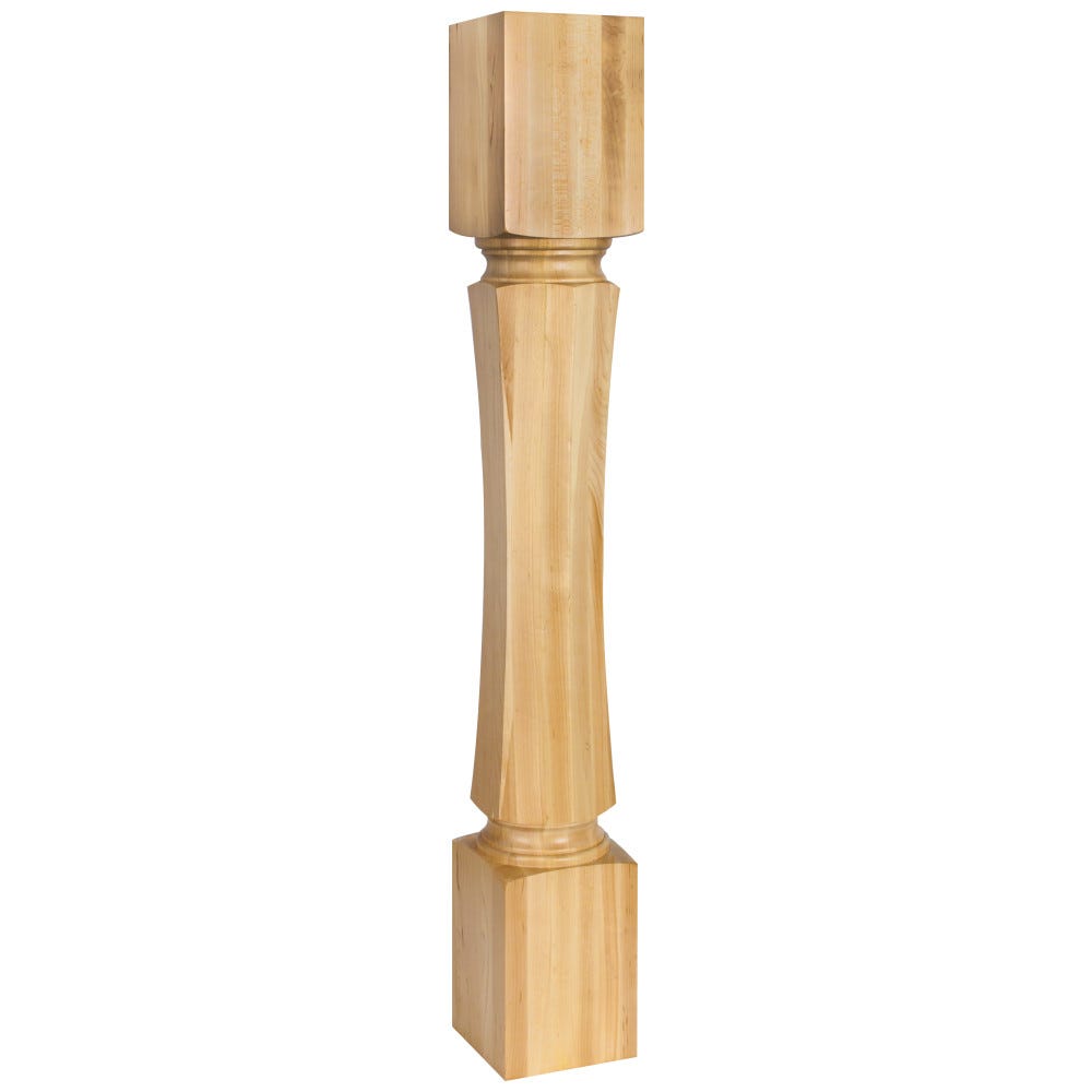 5" x 5" x 35-1/2" Hexagonal Post in rubberwood, hard maple, and alder finishes
