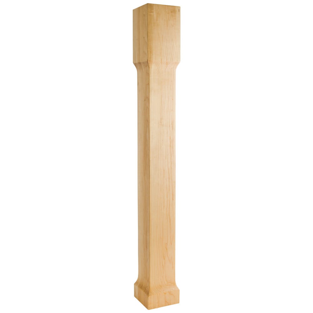 5" Square x 42" Alder Post with Cove Cut Out, Alder wood, carved finish, decorative architectural element