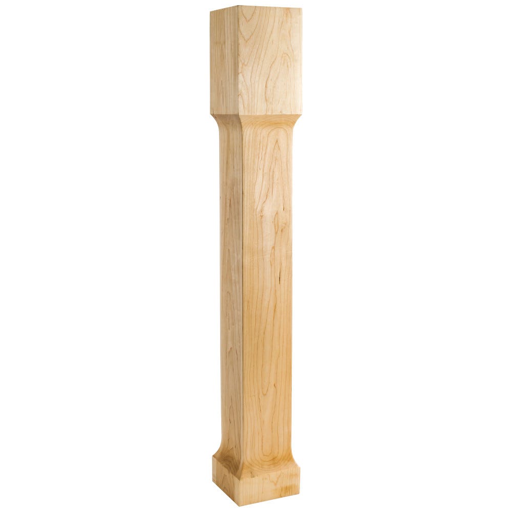 5" x 5" x 35-1/2" Alder Cove Cut Out Post, carved wood, natural finish