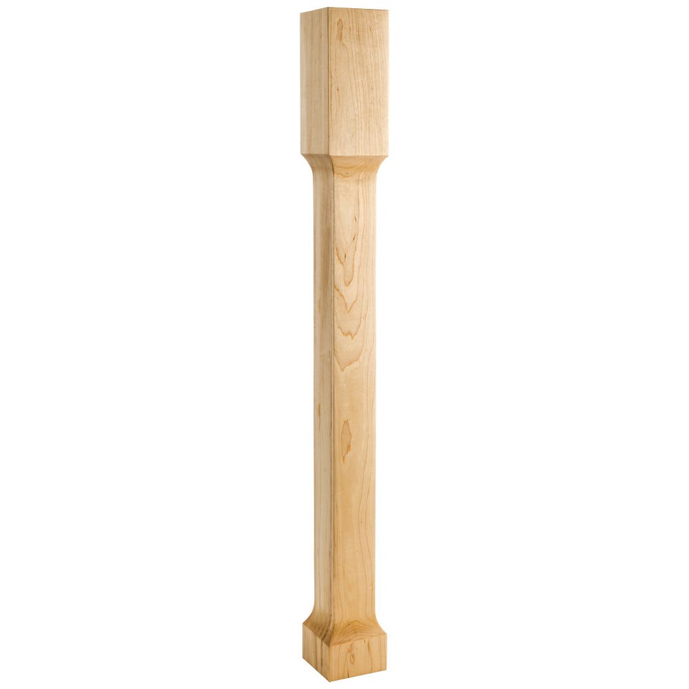 3-1/2" Square Post with Cove Cut Out in Hard Maple, Alder, Rubberwood, Cherry finishes