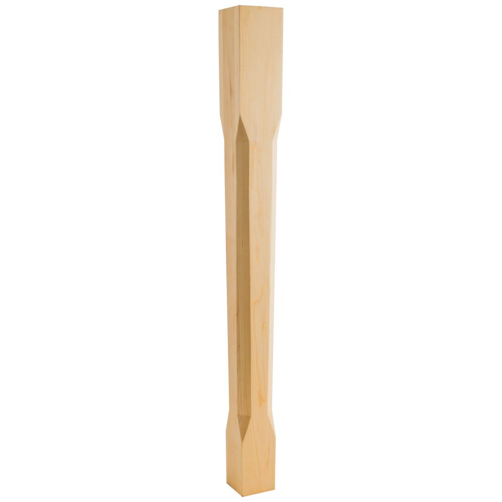 3-1/2" Square x 35-1/2" Tapered Post in Alder with Chamfer Edges, Wood Material