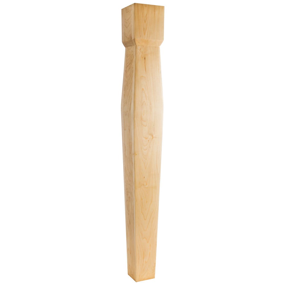 5" x 5" Diamond Taper Post in Rubberwood, Hard Maple, Alder - Carved Wood Finish
