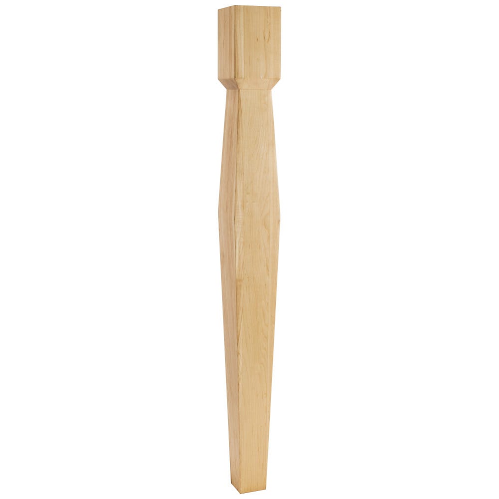 3-1/2" x 3-1/2" Diamond Taper Post in Alder and Rubberwood, 35-1/2" tall