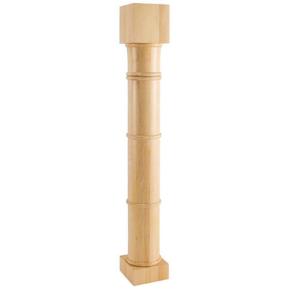5" X 35-1/2" Turned Post with Bamboo Design in Hard Maple and Rubberwood