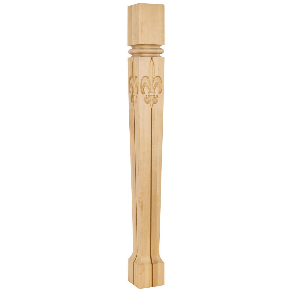 3-1/2" Square X 35-1/2" Fleur-De-Lis Post With Bull Nose And Vertical Groove