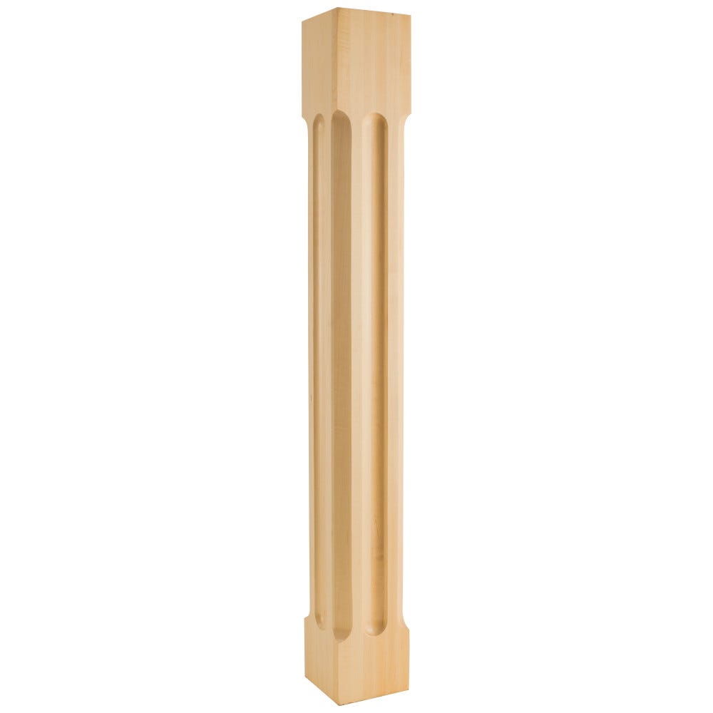 5" Square x 42" Modern Post in Hard Maple, Alder, Rubberwood, and Cherry finishes, crafted from premium hardwood