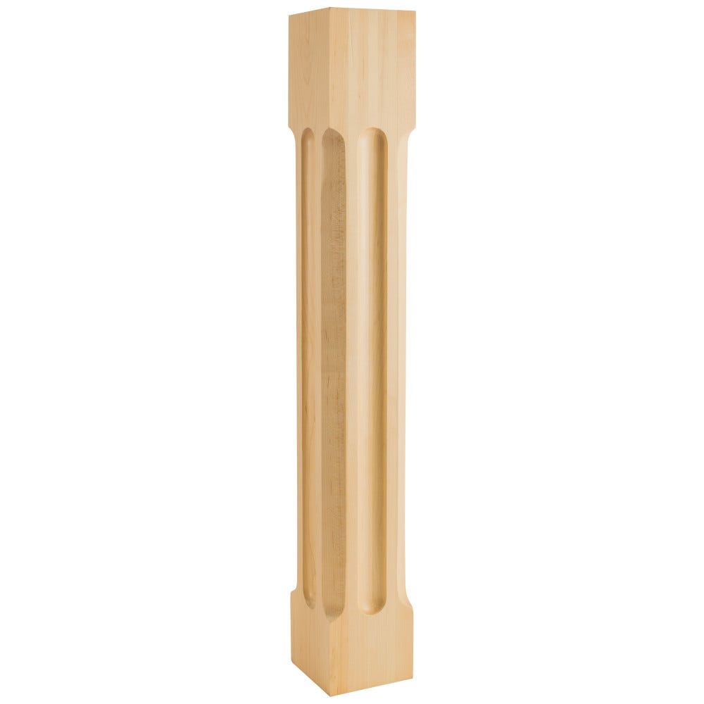 5" Square Modern Post with Scooped Edges in Hard Maple, Alder, Rubberwood, and Cherry finishes