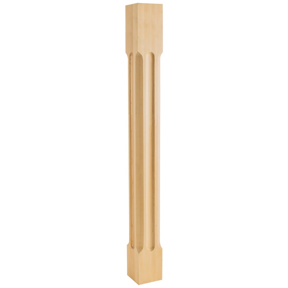 3-1/2" X 3-1/2" X 35-1/2" Square Modern Post With Scooped Edges And Center