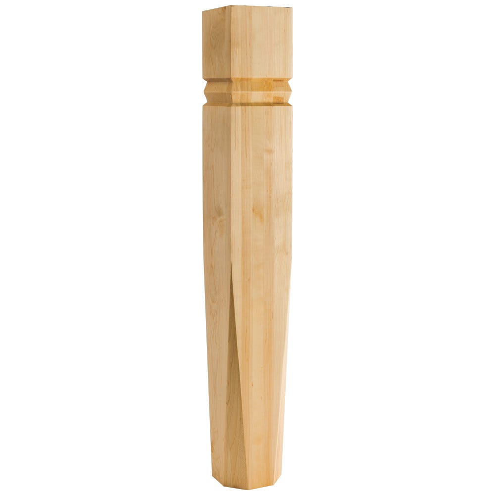 5" x 5" x 35-1/2" Square Modern Post in Alder and Rubberwood with Double V Grooves and Beveled Corners