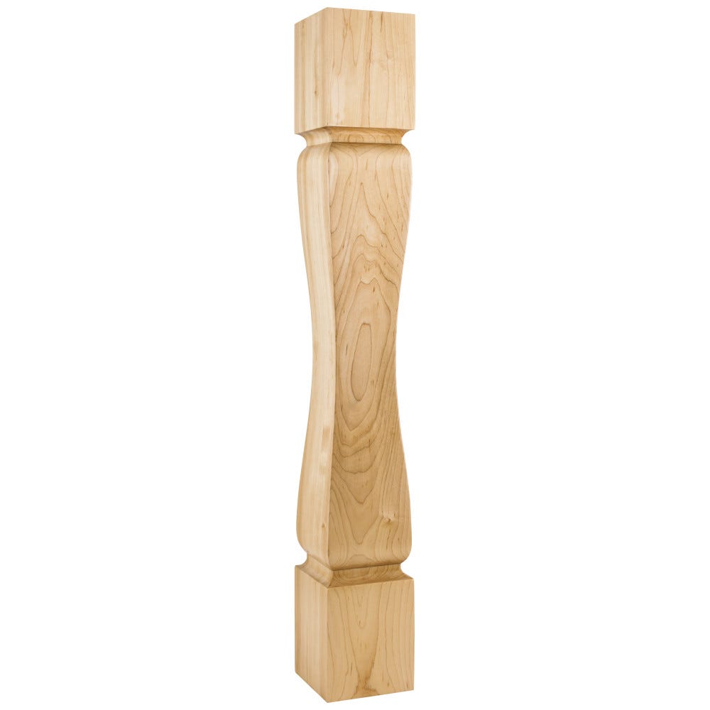 5" x 5" x 35-1/2" Turned Transitional Post in Alder, Rubberwood, Hard Maple, White Birch, Cherry finishes, carved wood material