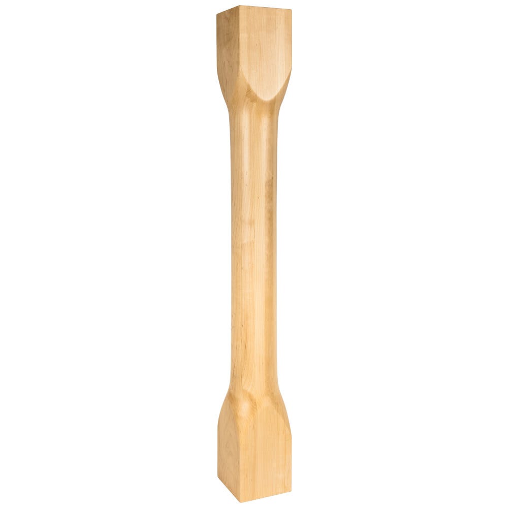 5" x 5" x 42" Cathedral Turned Contemporary Post in Alder, Rubberwood, Hard Maple, White Birch, Cherry finishes, crafted from premium hardwood