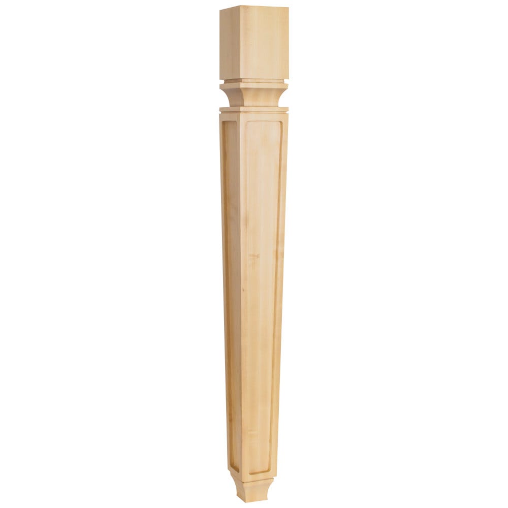 Mission Style Tapered Wood Post in Hard Maple, Alder, Rubberwood, Cherry - Carved Wood