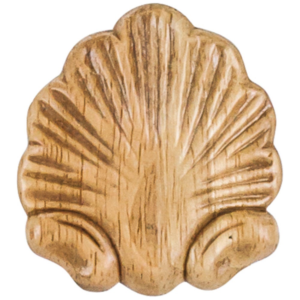 2-1/2" Shell Pressed Applique in Rubberwood, carved wood decorative accent for furniture and cabinetry
