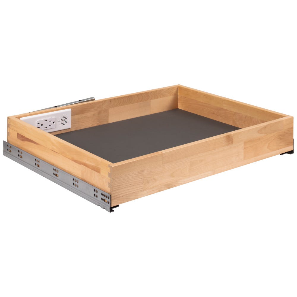 27" Powered Charging Drawer for 30" Base Cabinet in sleek finish, perfect for modern kitchens and offices