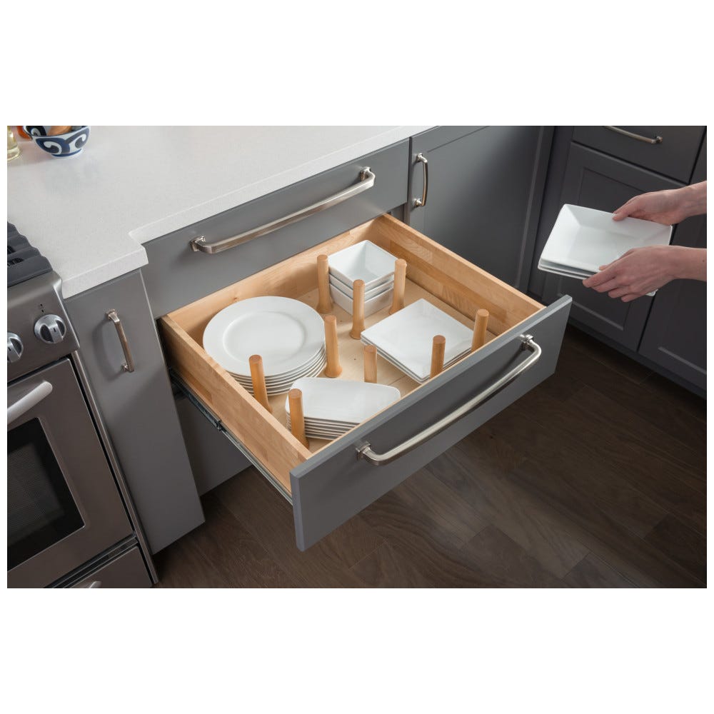 Peg Board Organizer with 9 Pegs, Birch Plywood, 24-1/2"W x 21-1/4"L x 6-5/8"H, UV Finished