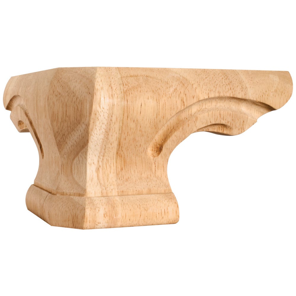 Rounded Pedestal Foot Corner in Alder, Oak, Maple, Rubberwood, and Cherry finishes, 6-3/4" x 6-3/4" x 4"