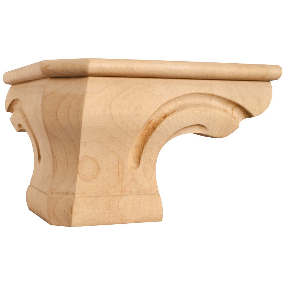 Rounded Pedestal Foot Corner in Alder, Oak, Maple, Rubberwood, Cherry wood finish, 6-3/4" x 6-3/4" x 4-1/2"