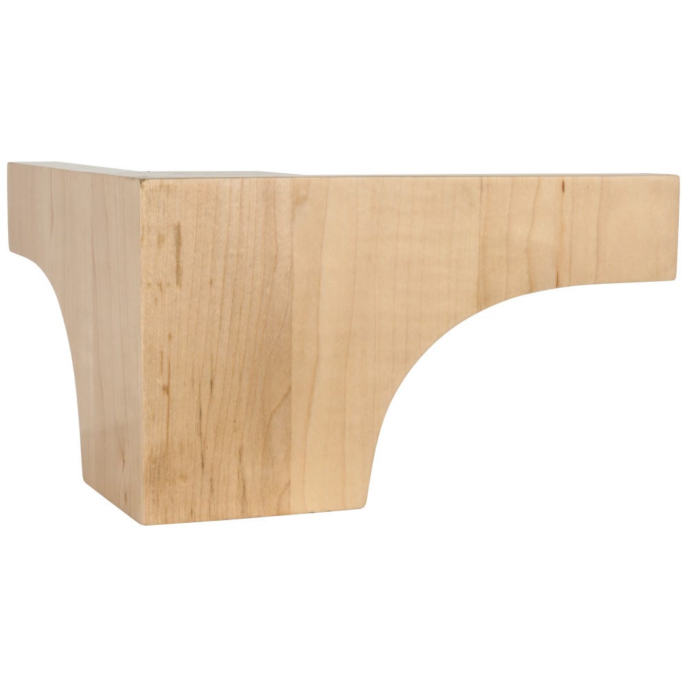 8" x 8" x 4-1/2" Pedestal Corner in Rubberwood, Cherry, Hard Maple, White Oak with Cove Design